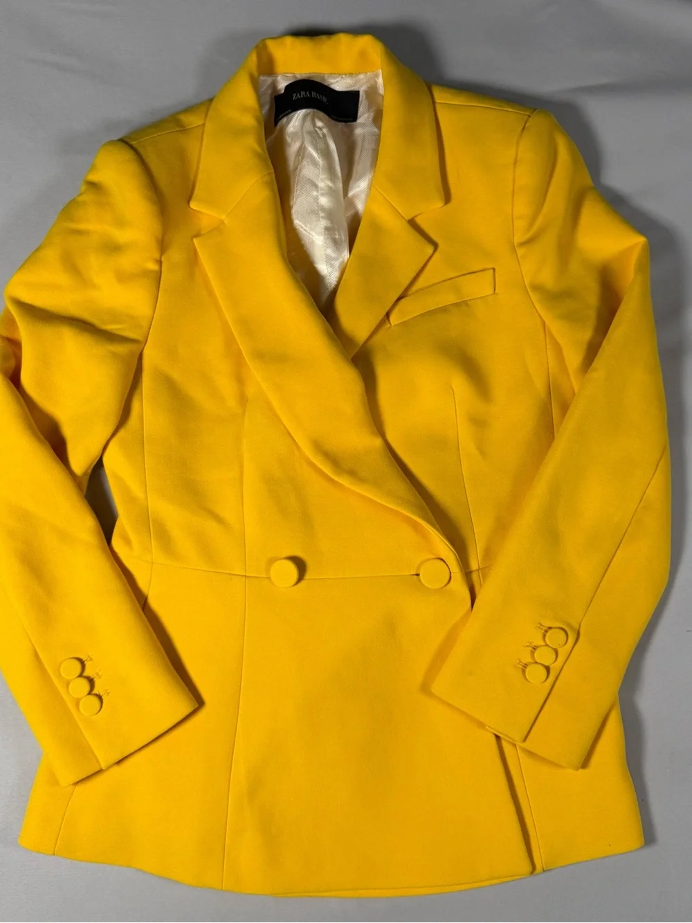 Zara Bright Yellow Double-Breasted Blazer